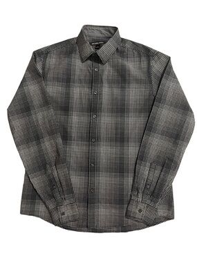 Michael Kors Mens Slim Fit Plaid
Dress Shirt Large Brown Black EUC
